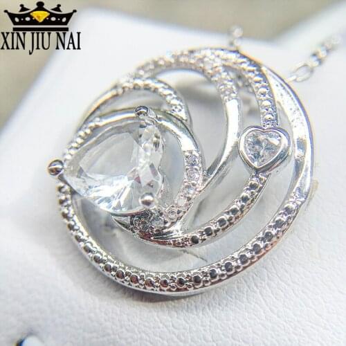 2019 New Arrival 925 anillos Silver Circle Pendant Necklace with Crystal Rhinestone Girls Wedding Accessories Women Jewelry
