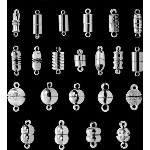 1Sets 2pcs Round Strong Magnetic Clasps Fit Bracelets Necklace Rhodium End Clasp Connectors for Makings Leather Bracelet Jewelry