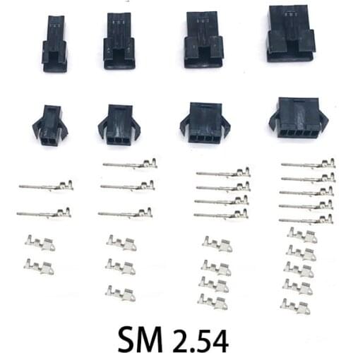 10 sets/lot connectors SM 2P/3P/4P/5P Pitch 2.54mm connector Female and Male Housing + terminals SM-2P SM-2R jst sm2.54