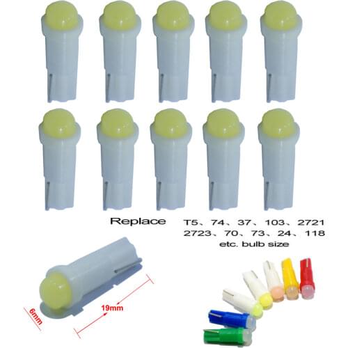 1000pcs T5 COB Led Ceramic Dashboard warning Indicator lights Interior Instrument Panel Gauge Wedge Light Lamp Bulb 12V white