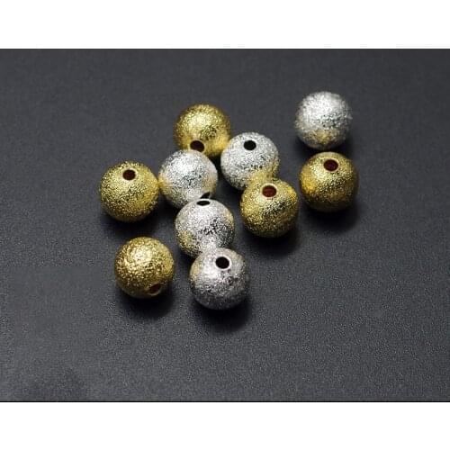 100pcs/lot Gold Round Copper Spacer Beads 4 6 8 10 12mm Frosted Ball End Seed Beads For Necklace Bracelet Jewelry Making
