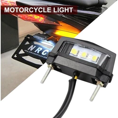 2021 Universal 12V Mini Motorcycle License Plate Frame Light LED Tail Rear Light Waterproof Motorcycle License Light Lamp