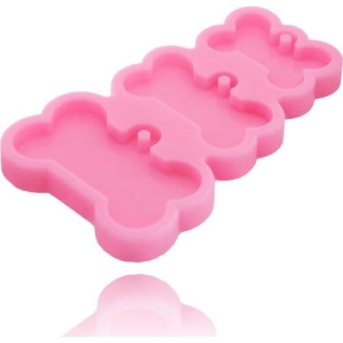 3-Cavities Dog Tag Bone Shaped Keychain Epoxy Resin Mold DIY Crafts Decorations Casting Tools Charm Jewelry Pendants Silicone Mo