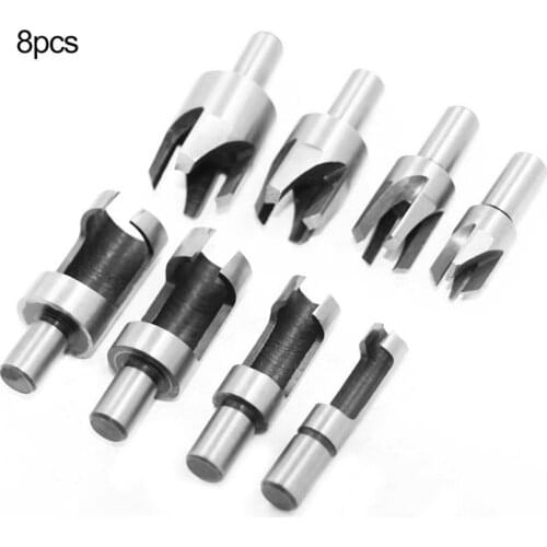 4/8pcs/set Wood Plug Cutting Tool Drill Bit Straight And Tapered Taper 5/8" 1/2" 3/8" 1/4" Woodworking Cork Drill Bit Knife