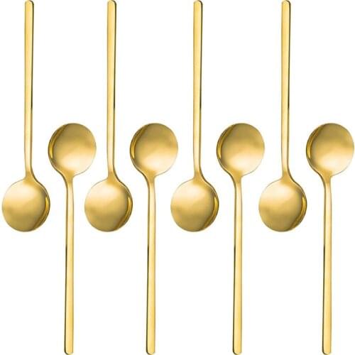 Best 8 Packs, Gold-Plated Stainless Steel Coffee Spoon, Mini Teaspoon for Coffee Sugar Dessert Cake Ice Cream