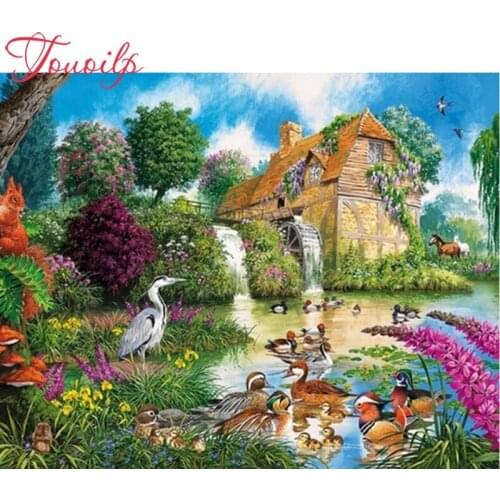 TOUOILP 5D Diamond Painting"Fauna & Flora mandarin duck"Diamond Embroidery Square&round Cross Stitch Rhinestone Mosaic Painting