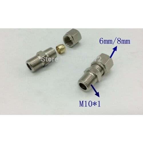 Free shipping copper fitting M10*1 x 6MM M10*1 x 8MM High Quality Double Ferrule Tube Pipe Fittings Threaded Male Connector