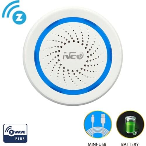 NEO COOLCAM Z-wave Plus Wireless Alarm Siren Home Automation Battery-Powered EU 868.4MHz Sound Light ZWave Siren Alarm Sensor