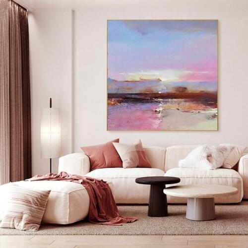 Art July modern minimalist living room porch vertical sunrise sunset hand-painted oil painting large mural decorative painting