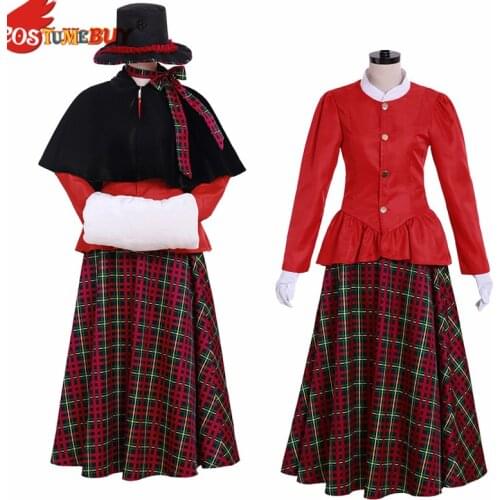 Costumebuy A Christmas Carol Women Holiday Carolers Dickens Victorian Christmas Dress Costume Medieval Winter Suit Custom Made