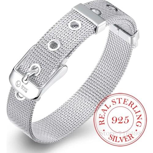 Fashionable Belt Design Pure 925 Sterling Silver Fine Jewelry Bracelet Top Quality 10mm Watch Chain For Woman Man Gift /sdagaj