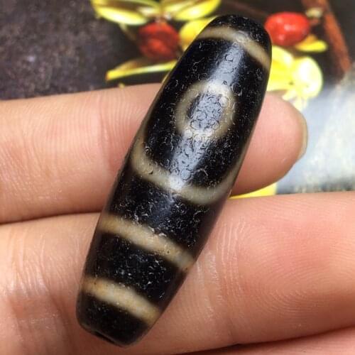 Natural Agate Dzi Two Three Eyes Old Objects Packed Grease Tibetan Clothing Loose Jewelry DIY Material Necklace Bracelet