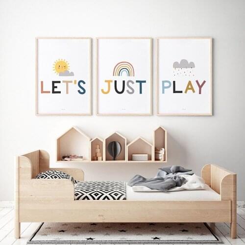 Lets Just Play Poster Educational Wall Art Canvas Painting Nordic Posters and Prints Wall Pictures for Living Kids Home Decor