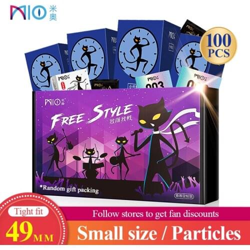 MIO Small Condoms size for Men 49mm spike dotted Condom Delay Ejaculation Big Particle Stimulation Ultra Thin Sex Toys Products