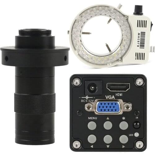 Industrial Digital 14MP 1080P HDMI VGA Video Microscope Camera + 130X Adjustable Zoom C mount Lens + 56 LED Ring Light