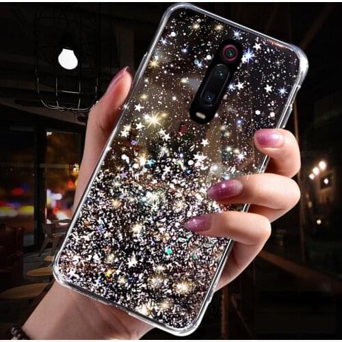 Clear Glitter Bling Case for Xiaomi Redmi 7A 9A 9C 8A Note 7 8 Pro 8T 9 9S Mi 8 Lite 9 SE A3 TPU+Glitter Shiny Bling Soft Cover