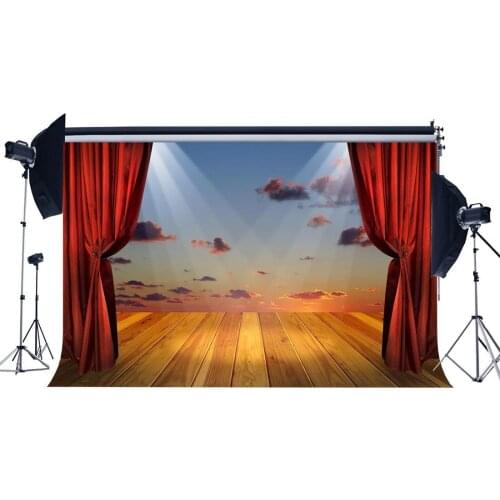 Luxurious Stage Backdrop Interior Theatre Show Backdrops Shining Lights Red Curtain Band Concert Photography Background