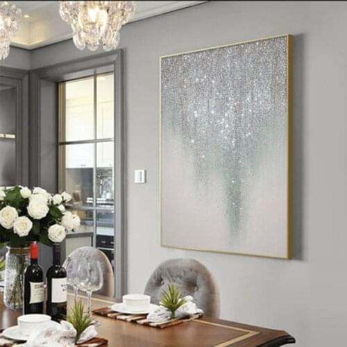 Silver oil painting 100% Hand painted Abstract Oil Painting Canvas art modern gold artwork Wall Art Picture for Living Room