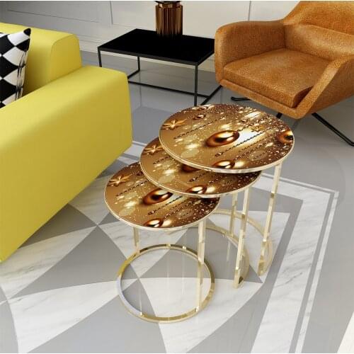 Modern Adk2026 3'lü Zigon Coffee table Gold-yellow Balloon coffe table