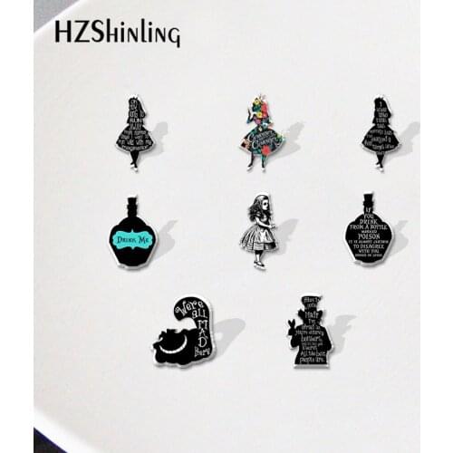Dark Alice in Wonderland Acrylic Lapel Pins Cartoon Badges Resin Epoxy Pins Deco for Jewelry Accessories