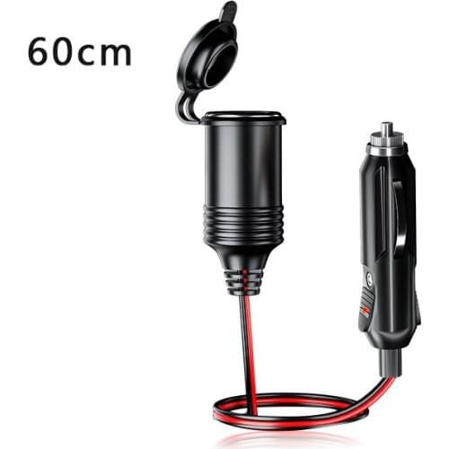 60cm Car 12V Cigarette Lighter Extension Cable Extension Cable Cable Waterproof Car DC Power Plug Male And Female Socket Adapter
