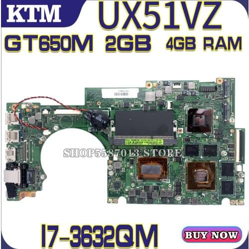 UX51VZ Laptop motherboard for ASUS Zenbook UX51VZH UX51VZA U500VZ U500V U500 original mainboard I7-3612QM GT650M