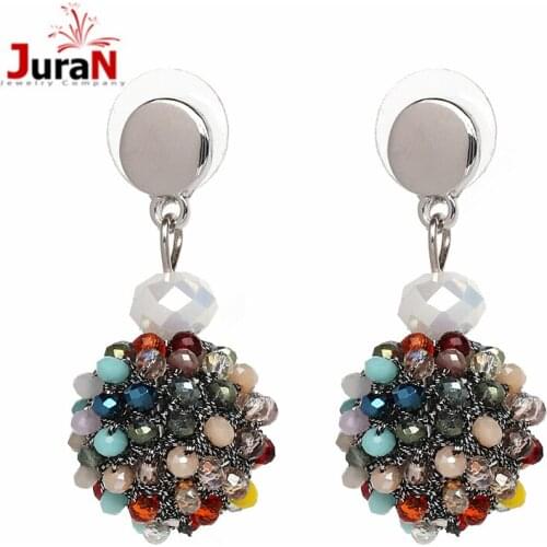 JURAN 2018 wholesale fashion crystal Beads pendant statement good quality crystal Glassberry cone S Black rose oorbellen