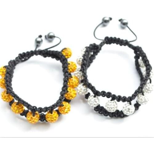 Factory Price Handmade Whr54SL Mixed 2 Color 10mm Micro Pave Disco Ball Bead Bracelet women men jewelry gift crystal