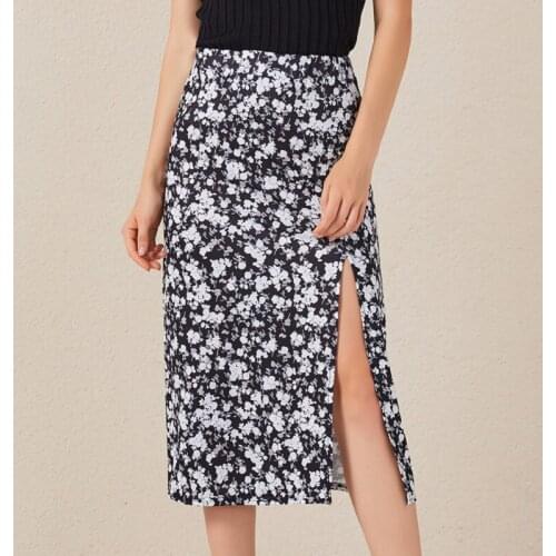 Fashion Summer Autumn Female Skirts cross-border womens Leopard Printed Chiffon Print Split Skirt Sexy Zipper High Waist