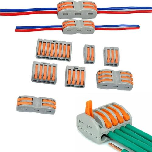 10/20Pcs 0.08-4mm Mini Wire Cable Connectors Conductor Threader Splitter PCT212-PCT218 SPL-2 SPL-3 Spring Lever Terminal Blocks