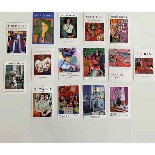 15 Pcs Nordic Classical Stick Figure Style Painting By Matisse Photo Card Sticker for Photography Props Home Art Wall Decoration