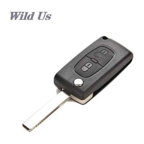 2 Button Folding Key Shell Plastic Remote Car Key Case Cover Key Shell Replacement PEUGEOT 207 307 308