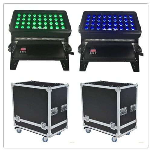 2pcs with flightcase led city color RGBW 36pcs 10w 4in1 dmx led wall washer led wash waterproof
