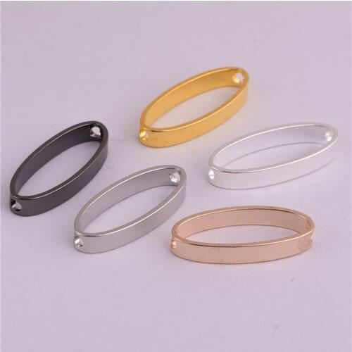 25 * 10mm geometric oval double hole copper ring minimalist style earrings accessories can wear bead frame