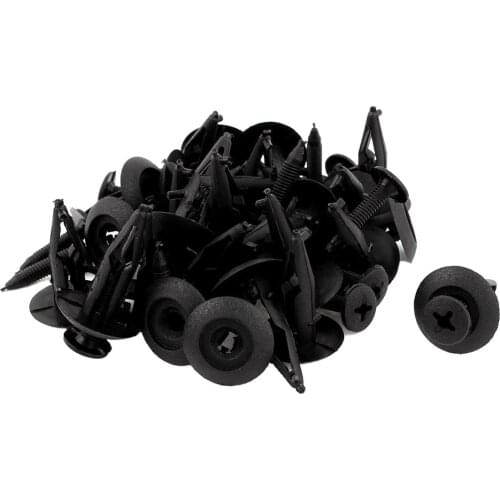 25Pcs Plastic Rivets Fastener Car Bumper Push Clips 32mm Long Black