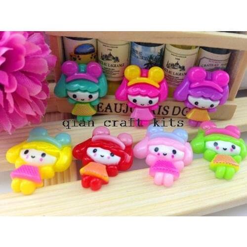 300pcs Girl Resin Cabochon Flatbacks Flat Back Scrapbooking Hair Bows Center Crafts Embellishments DIY decoration, kawaii cabs