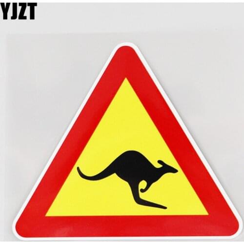 YJZT 12.9CM×11.3CM Kangaroo Warning Sign Printed On Road Decal PVC Car Sticker 12C-0728