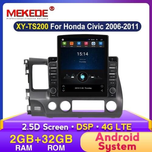 HD Tesla Style Screen Android 2+32G DSP Car Radio Multimedia Video Player for Honda Civic 2006-2011 Navigation GPS No 2din 2 Din