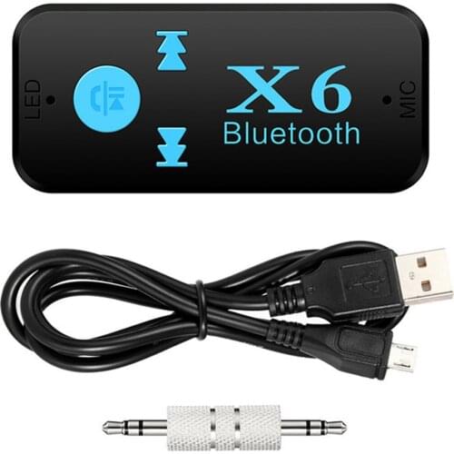 X6 Wireless Bluetooth4.1 Audio Music Receiver Stereo Car Kit Adapter 3.5mm AUX Handsfree Car Kit Support TF Card A2DP Mp3