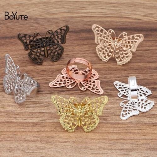 BoYuTe (20 Pieces/Lot) 40*25MM Metal Brass Filigree Butterfly Ring Base Diy Hand Made Adjustable Ring Settings