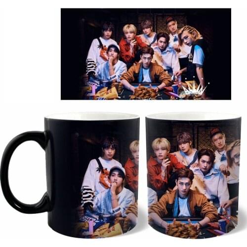 Bang Chan Min-Ho Chang-Bin Hyun-Jin Ji Sung Water Cup Novelty Color Changing Mug Kpop Stray Kids Photo Coffee Drinking Cup