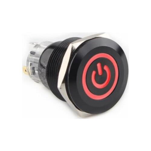 19mm Alumina black metal button switch Power sign LED Latching Self-reset Momentary 1NO 1NC red blue green white yellow