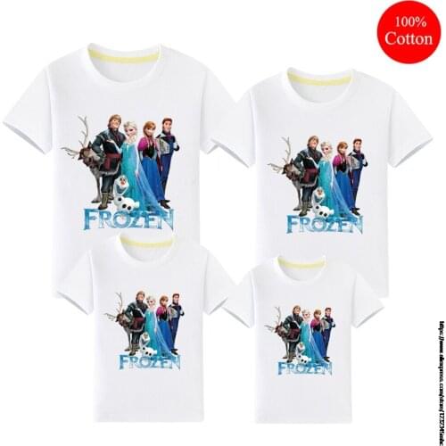 Disney Children Summer Short Sleeve T-Shirt Kid Girl Frozen Elsa Anna Olaf Print T Shirts For Baby Girl Top Tee O-Neck Clothes
