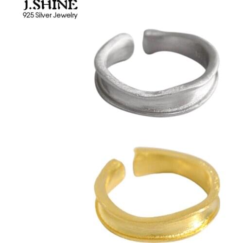 JShine Trendy S925 Sterling Silver Ring Irregular Surface Matte Brushed Opening Finger Rings Silver 925 Ring Prevent Allergy