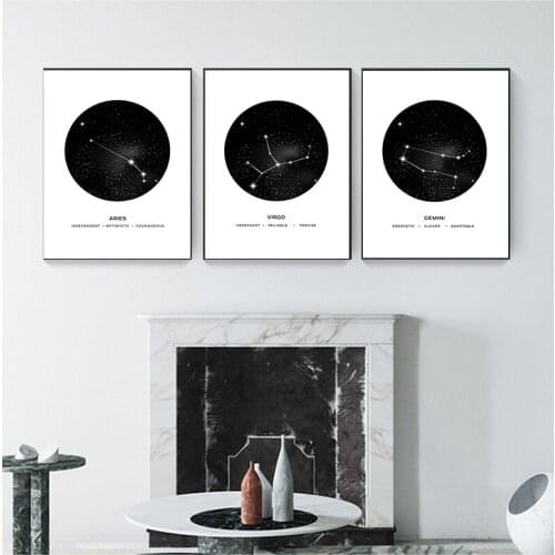 Geometric Painting Nordic Kids Decoration Pictur Constellation Nursery Wall Art Canvas Poster Prints Astrology Sign Minimalist