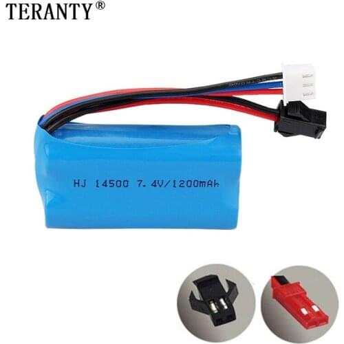 7.4V 1200mAh 14500 Li-ion battery SM/JST Plug for Electric Toys water bullet gun toys accessory 7.4V battery for Vehicles RC toy