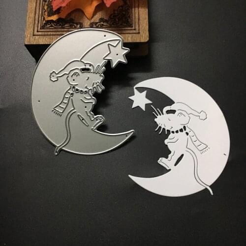 Metal Cutting Dies Cartoon Mouse Moon Die Cuts Template DIY Scrapbook Card Paper Craft Home Decoration Embossing Stencil Cutter