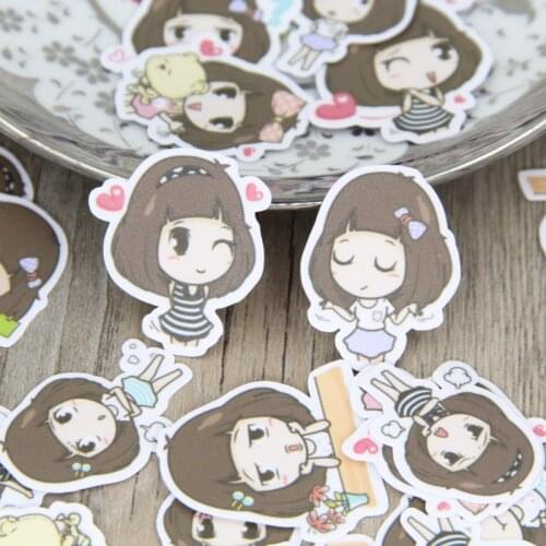 Waerproof Cute Cartoon Girl Handmade Scrapbooking Stickers Lady Decorative Sticker DIY Craft Diary Gift for Girls