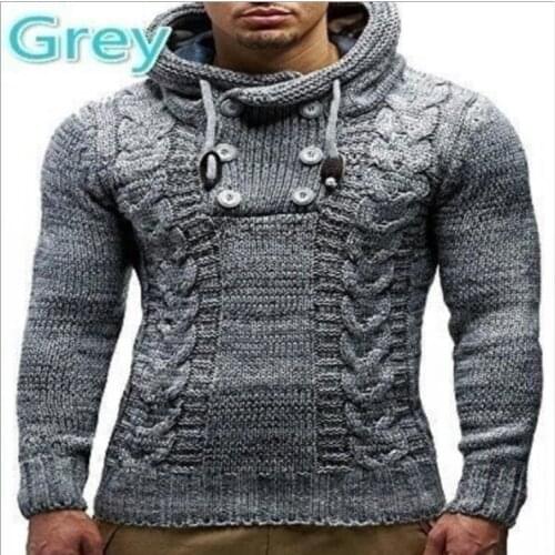 Hooedies men sweater Autumn Winter casual hand knitted Men Slim High Round Neck Sweater Long-sleeved turtleneck