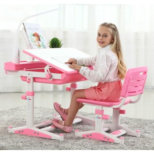 New high quality adjustable height protection vision correcting sitting posture children learning desk and chair set